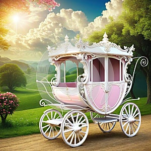 vitange carriage in a old background for photo session photo