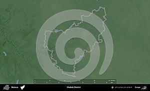 Vitebsk District outlined, Belarus. Physical
