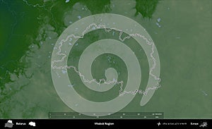 Vitebsk Region outlined, Belarus. Physical
