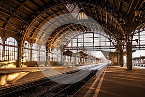 Vitebsky railway station during sunset