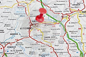 Viterbo pinned on a map of Italy