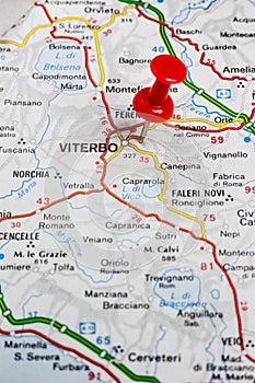 Viterbo pinned on a map of Italy