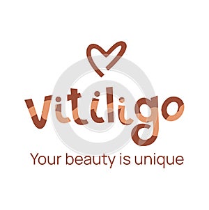 Vitiligo. Hand drawn vector lettering. Lettering. Author's inscription, sign with a picture.