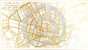 Vitoria Gasteiz Spain City Map in Retro Style in Golden Color. Outline Map