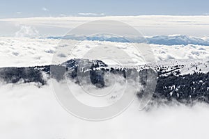 Vitosha mountain in snow and mist