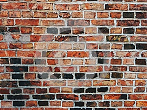 Vitrified rustic brick wall tile pattern as background photo