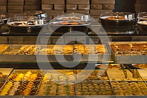 Vitrine with patisserie. photo