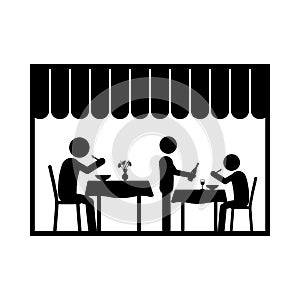 vitrine, people in restaurant in restaurant icon. Element of dinner in a restaurant illustration. Premium quality graphic design