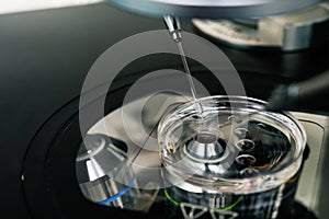 In vitro fertilization process close up. Equipment on laboratory of Fertilization, IVF.