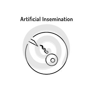 In Vitro Fertilization Vector Logo. Egg and Spermatozoon in Test Tube Symbol