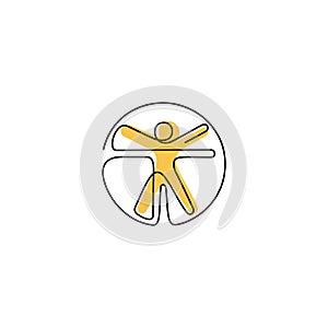 Vitruvian Man continuous line vector icon