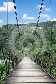 The Vittoria bridge on the lake of Corlo in Italy. Travel destinations