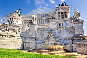 Vittoriano or Altar of the Fatherland and Fontana del Tirreno by Pietro Canonica in front