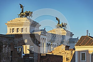 Vittoriano monument building with statue in Rome