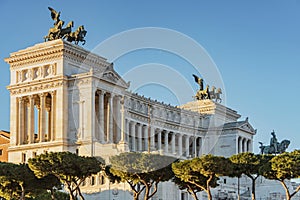 Vittoriano monument building with statue in Rome
