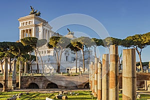 Vittoriano monument building with statue in Rome