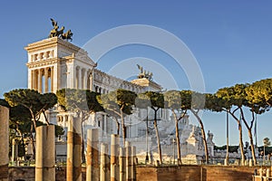 Vittoriano monument building with statue in Rome