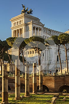 Vittoriano monument building with statue in Rome