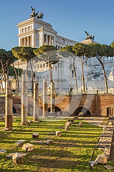 Vittoriano monument building with statue in Rome