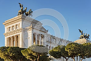 Vittoriano monument building with statue in Rome