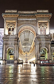 Vittorio Emanuele II gallery at night, Milan