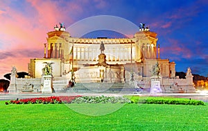 Vittorio Emanuele at sunset - Rome, Italy