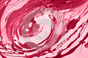 Viva magenta, new trendy color of 2023 year. Epoxy resin, liquid acrylic.