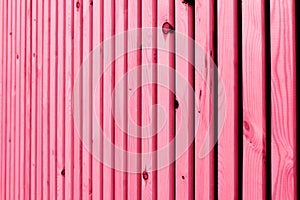 Viva magenta, new trendy color of 2023 year. Wooden wall panel