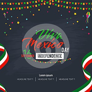 Viva Mexico Happy Independence Day Vector Background