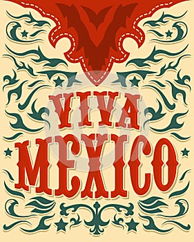 Viva Mexico - mexican holiday poster - western style photo