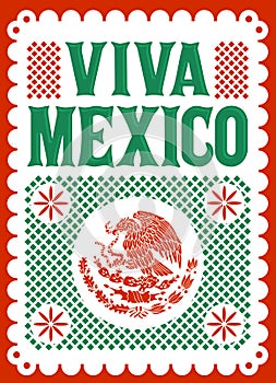 Viva Mexico mexican holiday vector poster, street decoration illustration. photo