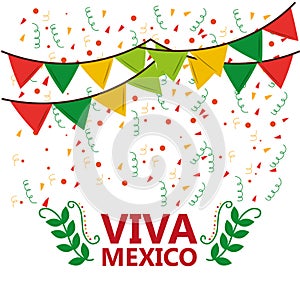 Viva mexico poster confetti garland leaves party photo