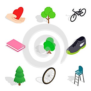 Vivacity icons set, isometric style