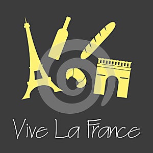 Vive la France celebration symbols simple banner eps10 photo