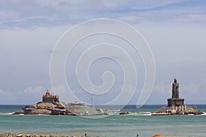 Vivekananda rock memorial and Thiruvalluvar statue at kanyakumari photo