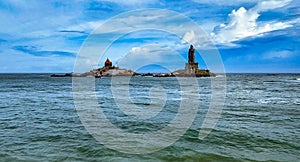 VIVEKANANDA ROCK MEMORIAL and Thiruvalluvar statues in Kanyakumari, India