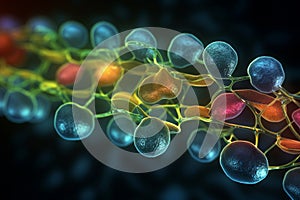 Vivid 3D illustration of the electron transport chain in mitochondria