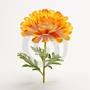 Vivid 3d Marigold Flower On White Background
