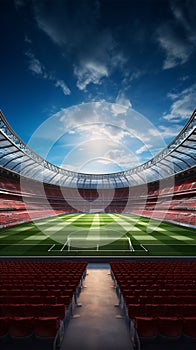 Vivid 3D rendering, Soccer stadium, packed arena on the field