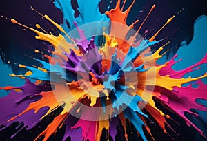 Vivid Abstract Explosion: Dynamic Paint Splash Symphony photo