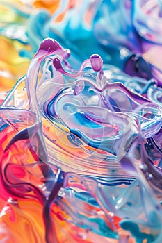 Vivid abstract liquid colorants creating wavy patterns in motion photo