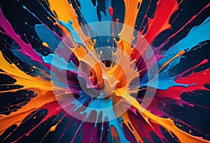 Vivid Abstract Symphony: Dynamic Paint Splash Explosion photo
