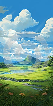 Vivid Anime Art Wallpaper: Plein Air Landscapes In Gongbi Style photo