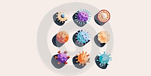 A vivid array of stylized pathogen illustrations photo