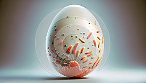 Vivid bacterial clusters on egg form, illustrating concepts in microbiology and health. Salmonella Enteritidis photo