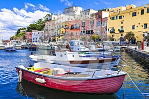 Vivid beautiful Procida island, Italy photo