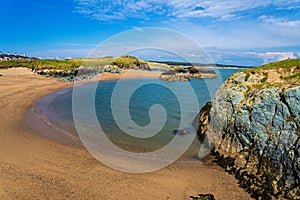 Vivid beauty of Newborough beach Anglesey North Wales UK