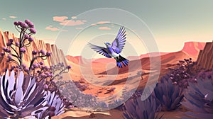 Vivid Bird Of Flight: Playful Cartoonish Scenes In Neogeo Style