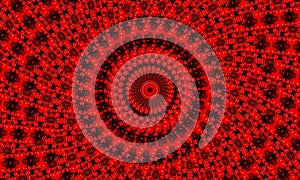 Vivid blood red fractal kaleidoscope, digital artwork for creative graphic design