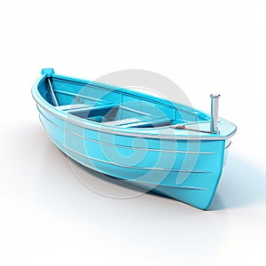 Vivid Blue Boat: Photorealistic 3d Rendering On White Background